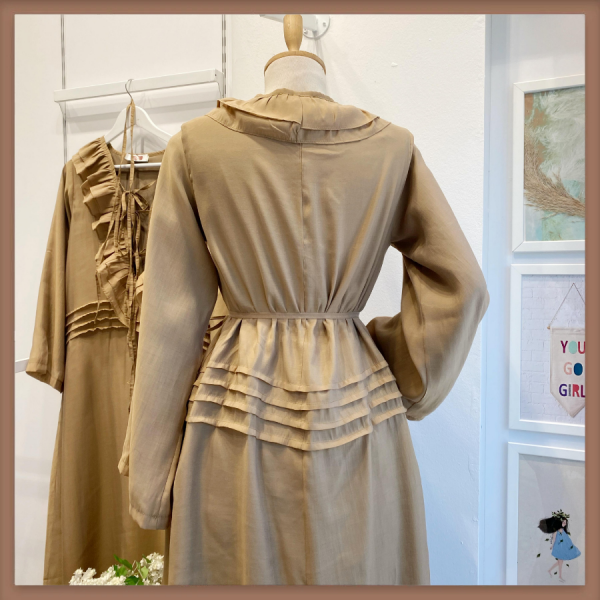 Camel Şifon Paris Elbise