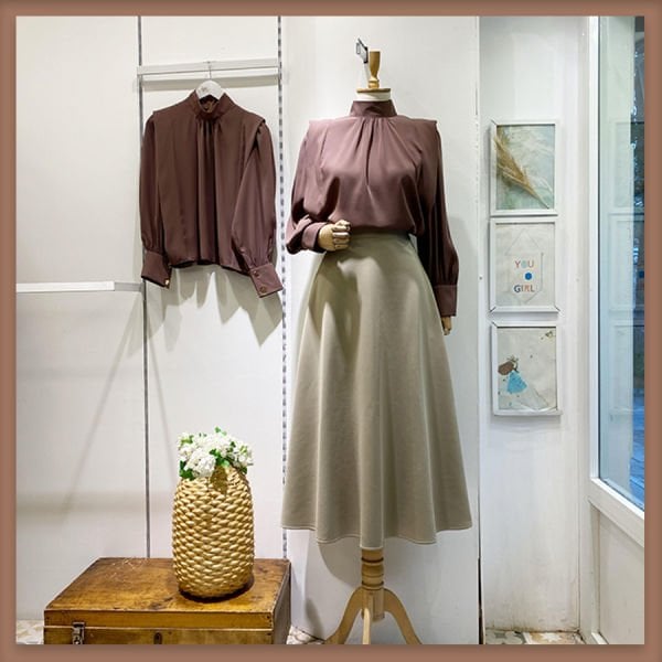 Bej scuba kumaş etek