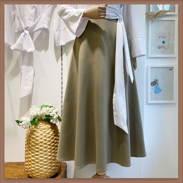 Çağla yeşili scuba kumaş etek