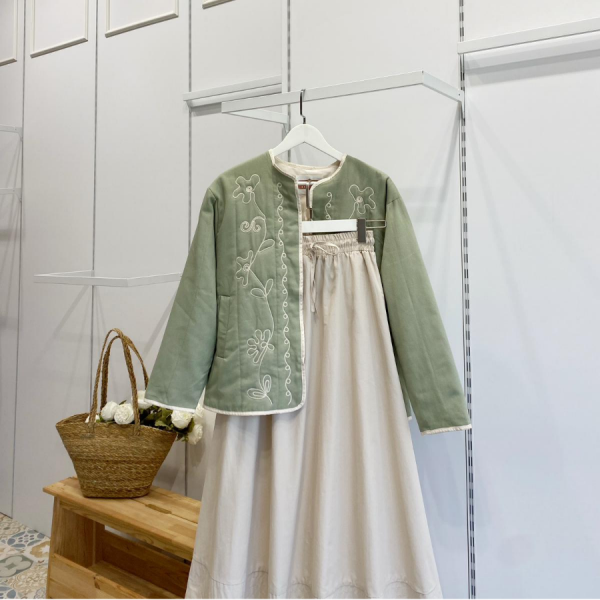 Mint Yeşili Nakışlı Florina Ceket