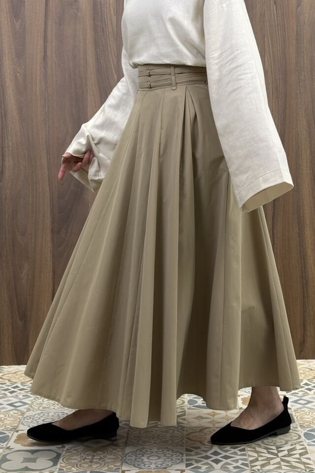 Bej İki Kemerli Fiorite Etek