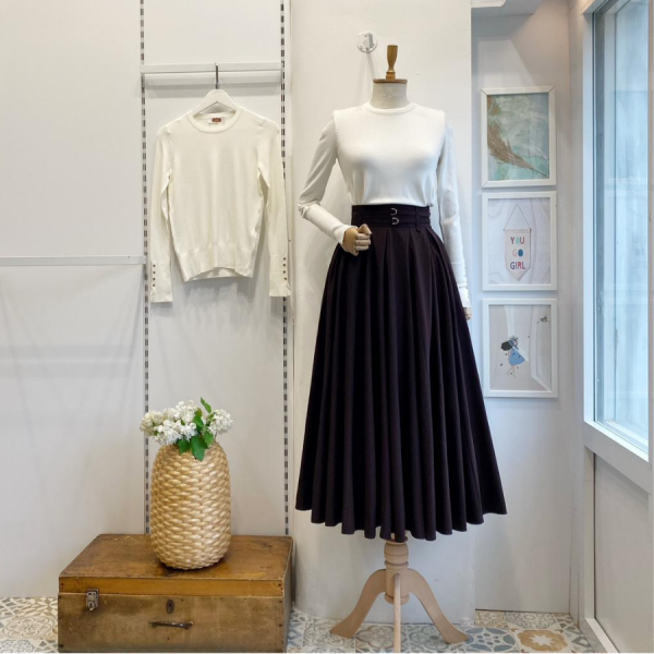 Acı Kahve İki Kemerli Fiorite Etek