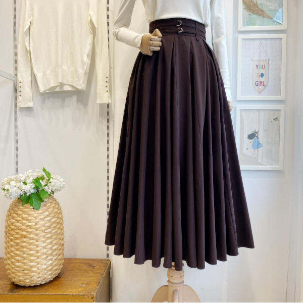 Acı Kahve İki Kemerli Fiorite Etek