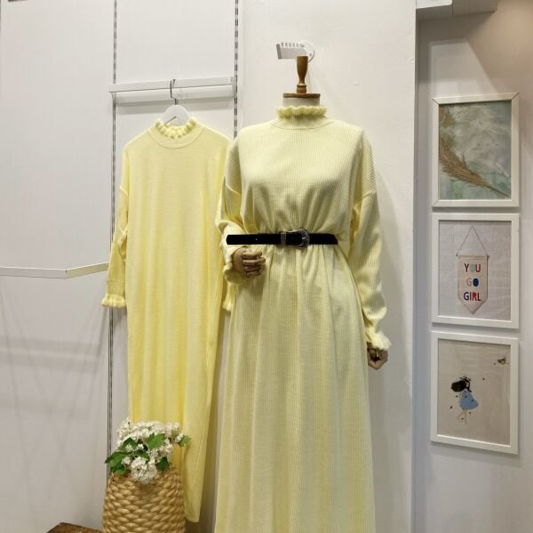 Sarı Fiamma Triko Elbise