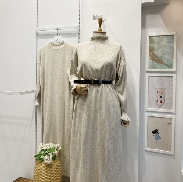 Krem Fiamma Triko Elbise