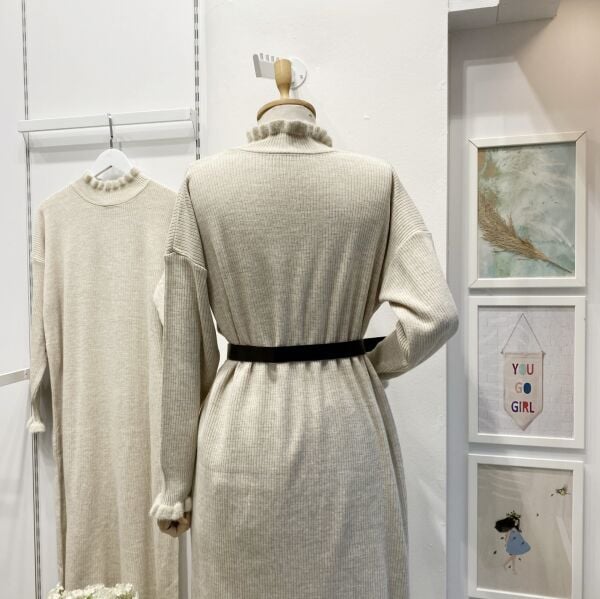 Krem Fiamma Triko Elbise