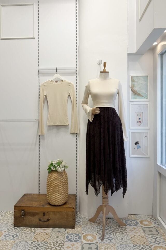 Kahverengi Flog Baskı Asimetrik Şifon Etek