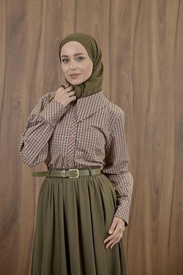 Ekose Pembe Poplin Gömlek