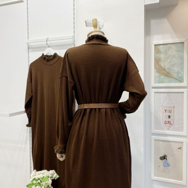 Kahverengi Fiamma Triko Elbise