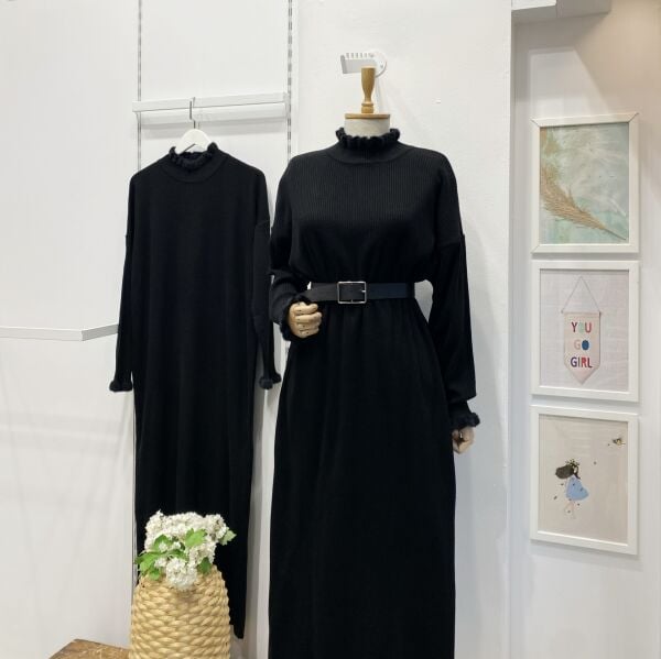 Siyah Fiamma Triko Elbise