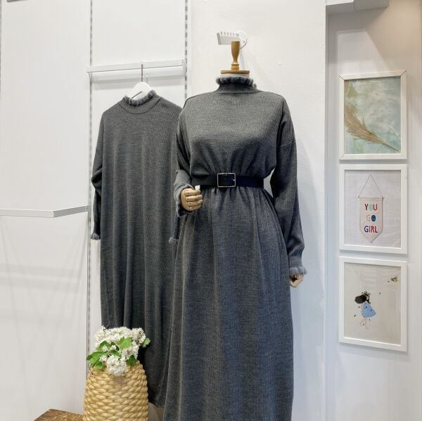 Gri Fiamma Triko Elbise