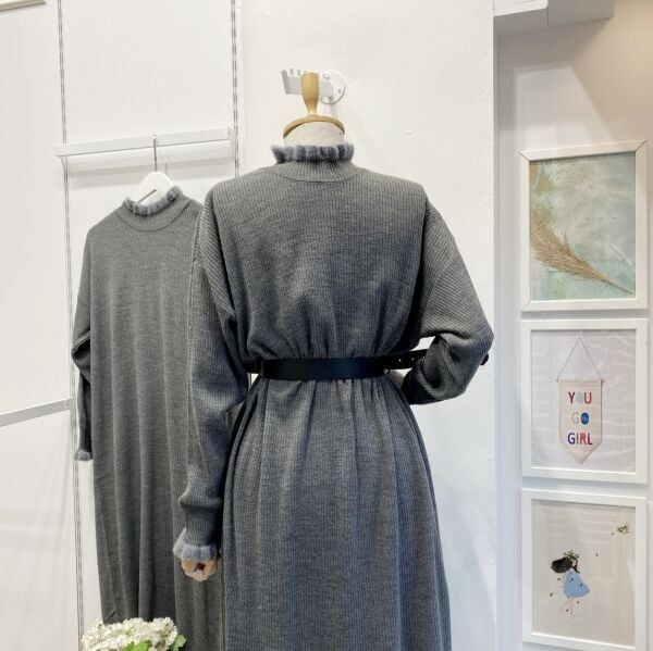 Gri Fiamma Triko Elbise