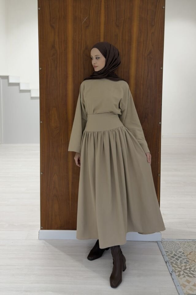 Vizon Bel Korsajlı Keten Takım