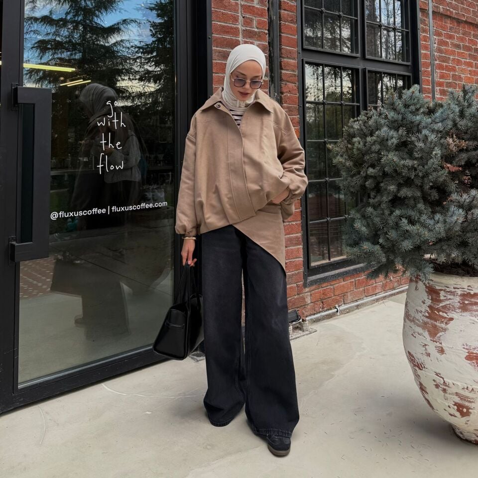 Faya Girls x Vizon Fular Detaylı Süet Bomber Ceket