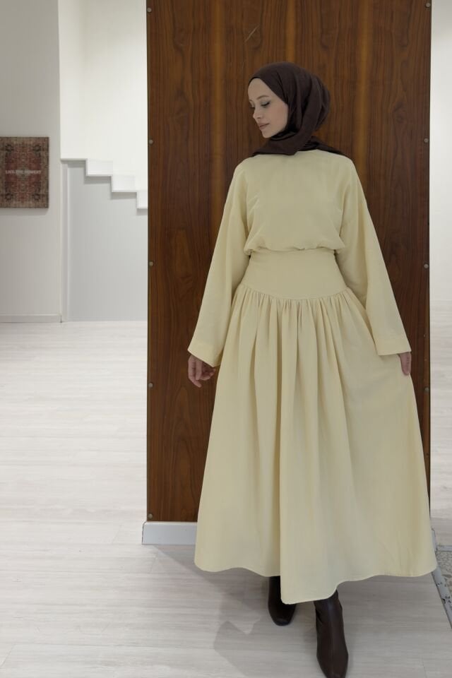 Butteryellow Bel Korsajlı Keten Takım