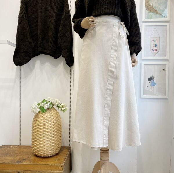 Gabardin Kumaş Krem Anvelop Etek