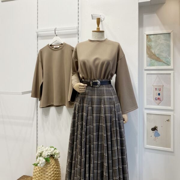 Koyu Vizon Osyho Kumaş Bluz