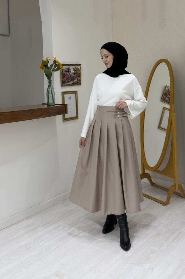 Vizon Kemer Detaylı Gravia Etek