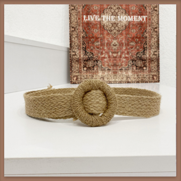 Yuvarlak Tokalı Hasır Kemer