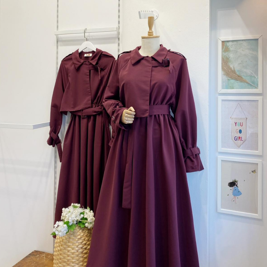 Bordo Trenç Model Elbise