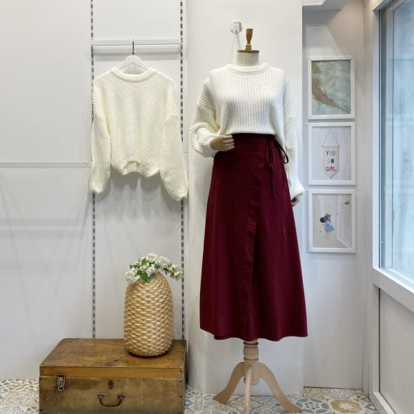 Gabardin Kumaş Bordo Anvelop Etek