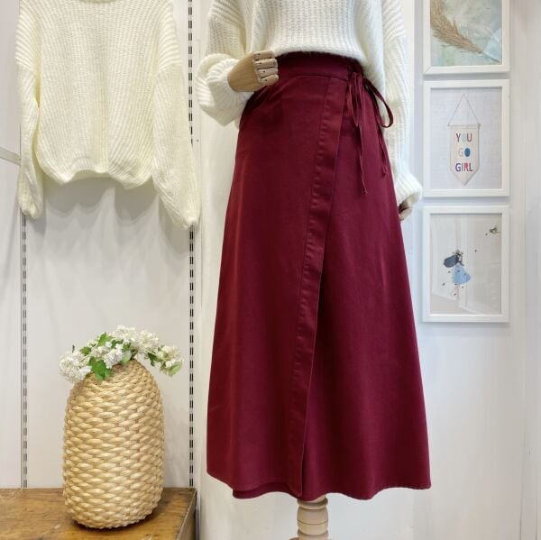 Gabardin Kumaş Bordo Anvelop Etek