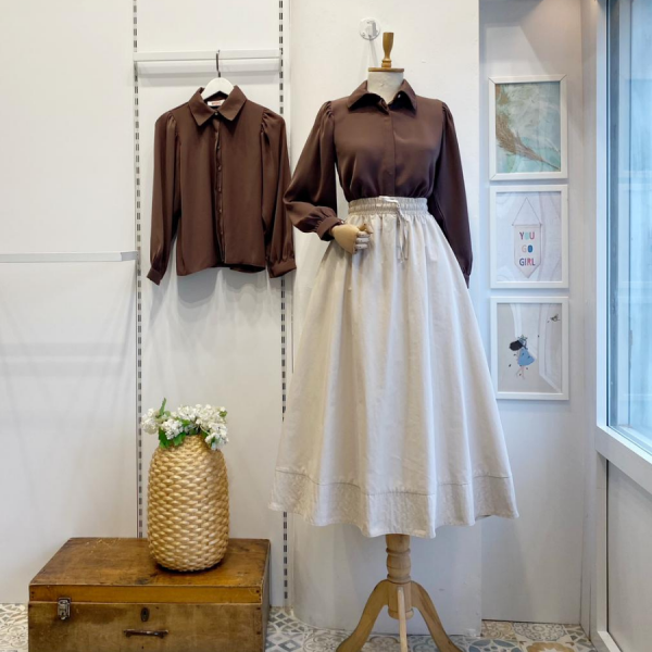 Krem Beli Lastikli Zeran Etek