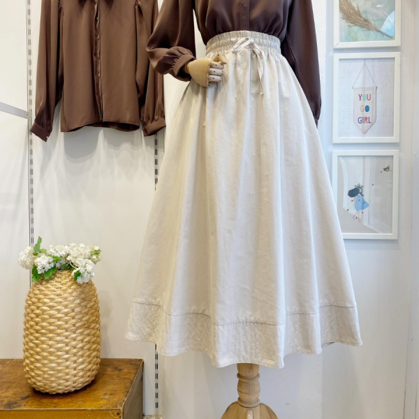 Krem Beli Lastikli Zeran Etek