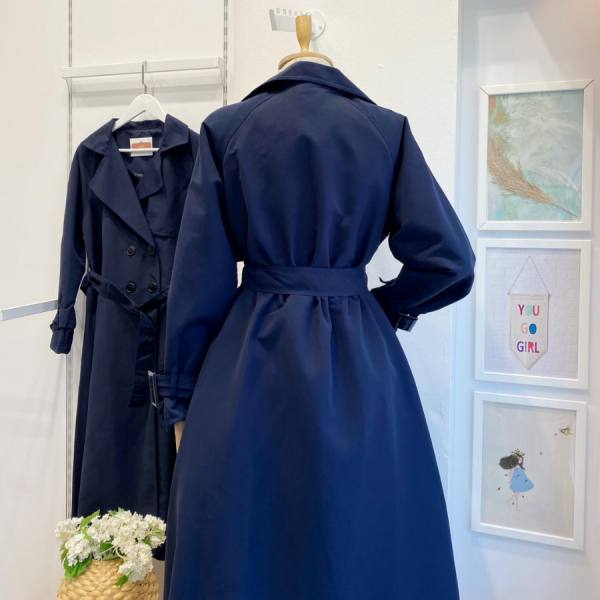 Lacivert Trenç Model Elbise