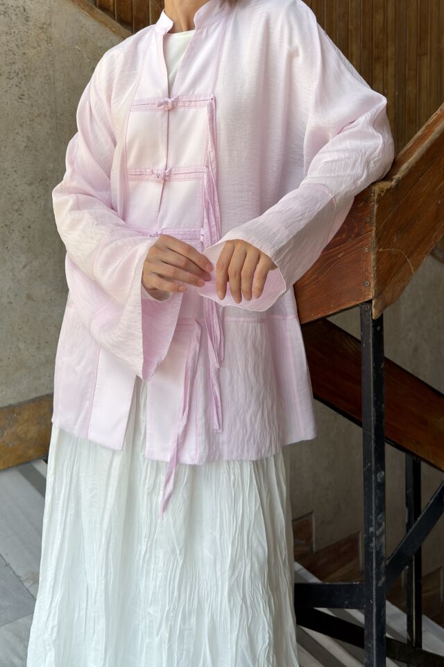 Pembe Miyori Vual Keten Tunik