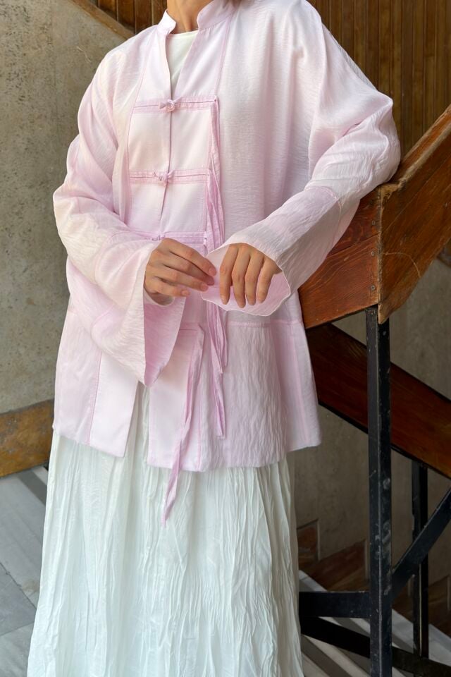 Pembe Miyori Vual Keten Tunik