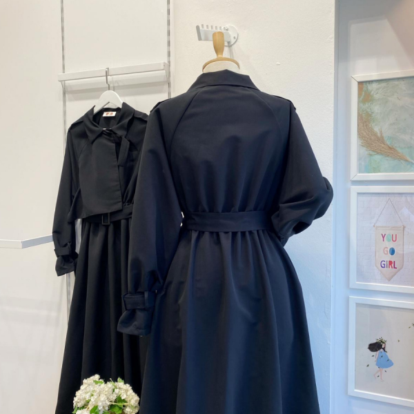 Siyah Trenç Model Elbise