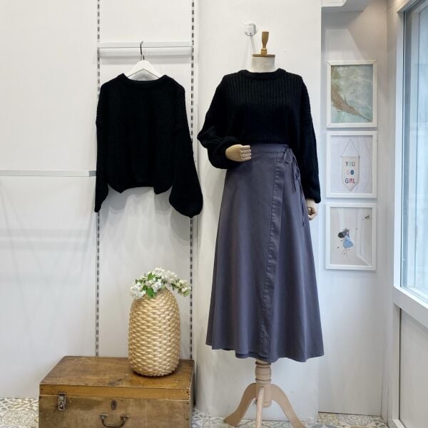 Gabardin Kumaş Gri Anvelop Etek