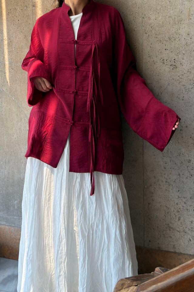 Bordo Miyori Vual Keten Tunik