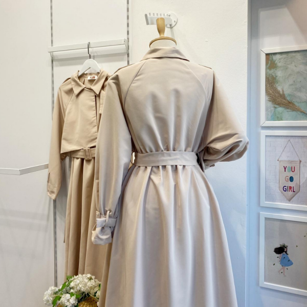 Krem Trenç Model Elbise