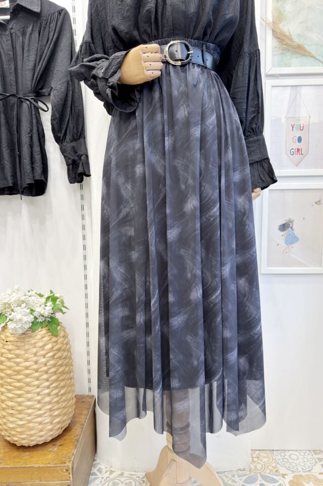 Siyah Kemerli Desert Tül Etek