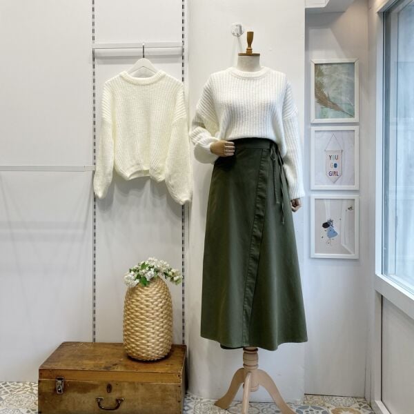 Gabardin Kumaş Yeşil Anvelop Etek