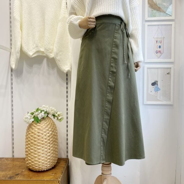 Gabardin Kumaş Yeşil Anvelop Etek