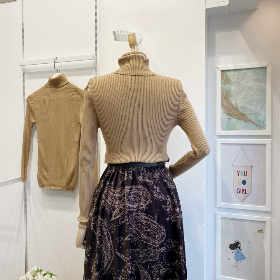 Camel Düz Yakalı Triko İçlik