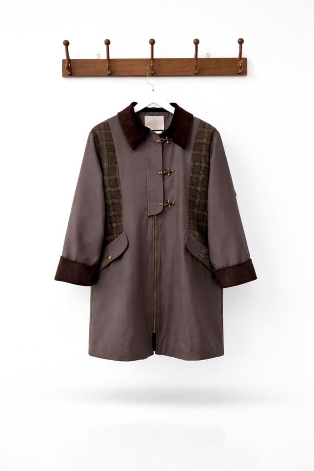 Kahverengi Süet Yaka Detaylı Paisley Ceket