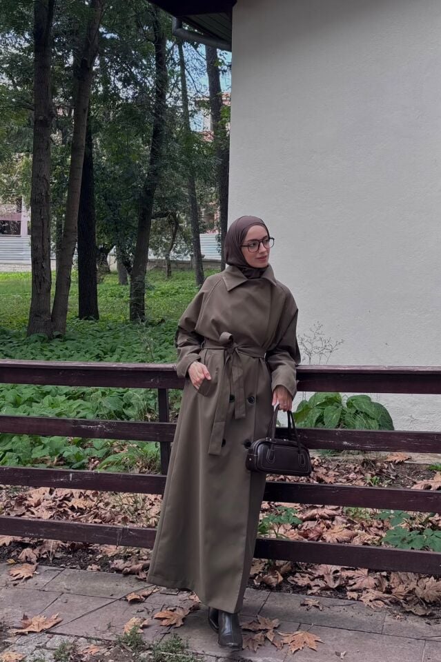 Faya Girls x Haki Yeşili Pardesü Model Trençkot