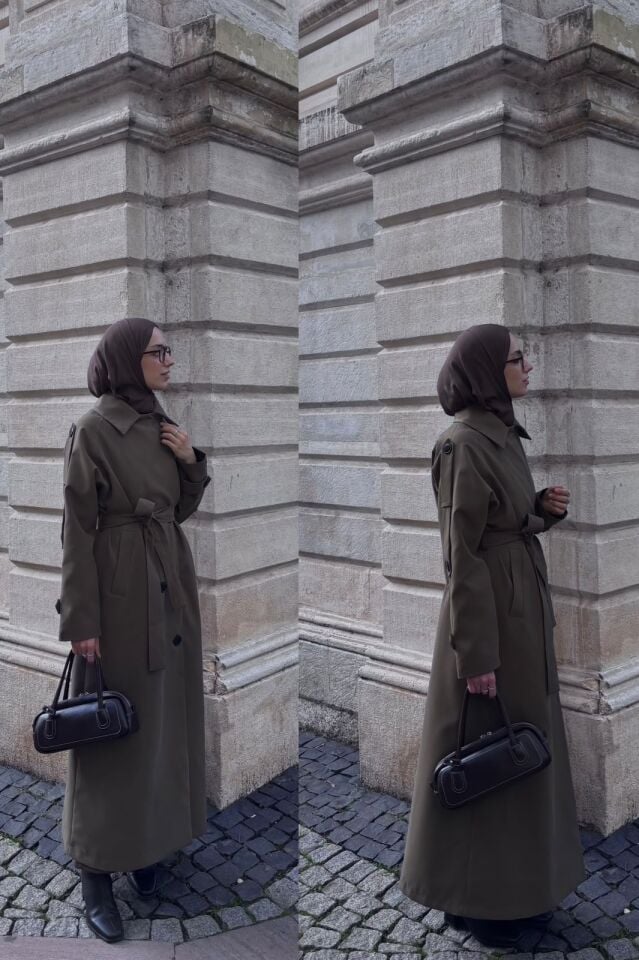 Faya Girls x Haki Yeşili Pardesü Model Trençkot