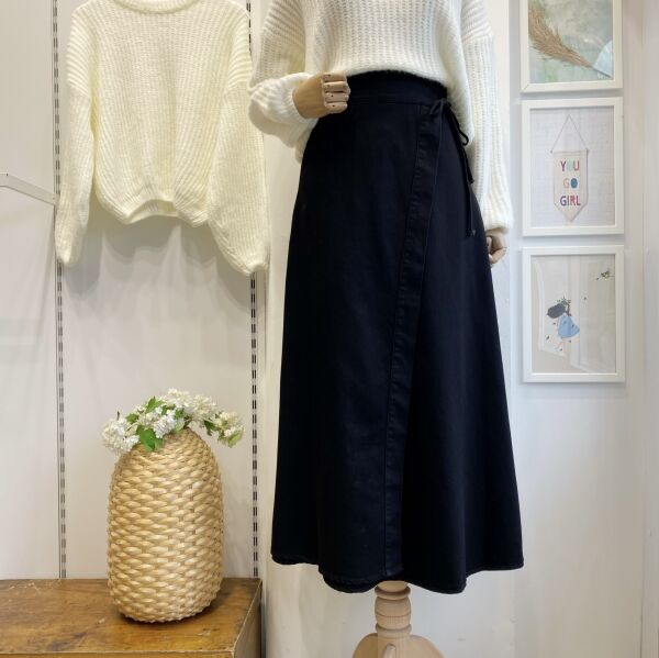 Gabardin Kumaş Siyah Anvelop Etek