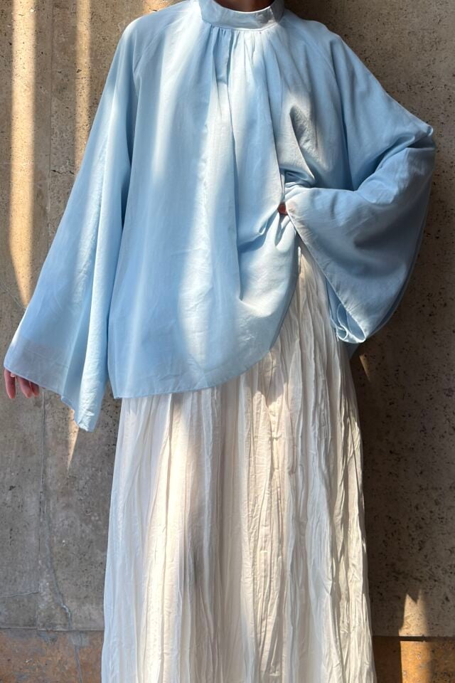 Keten Dokulu Mavi Velissa Bluz