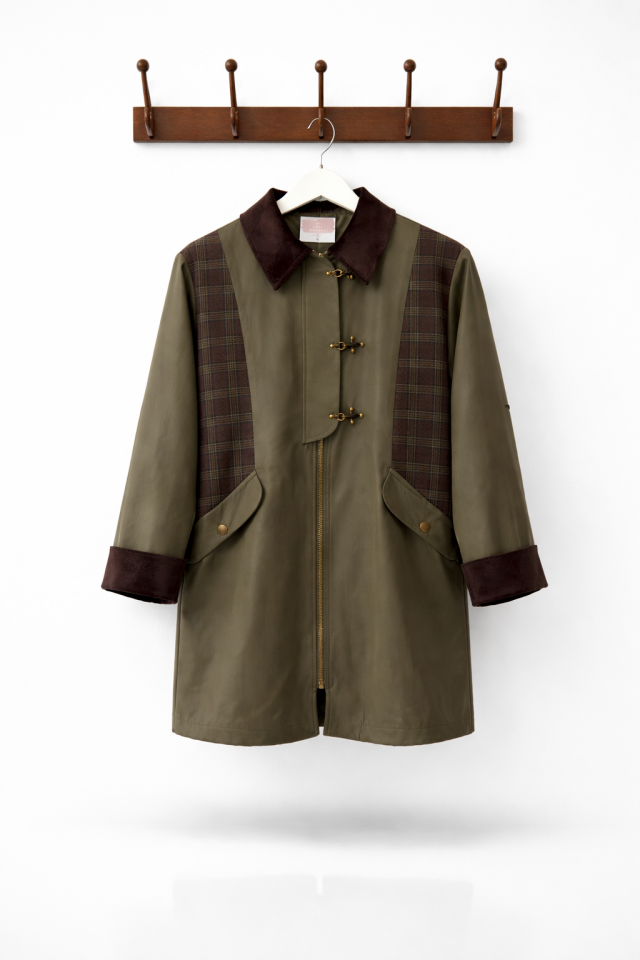 Haki Yeşili Süet Yaka Detaylı Paisley Ceket