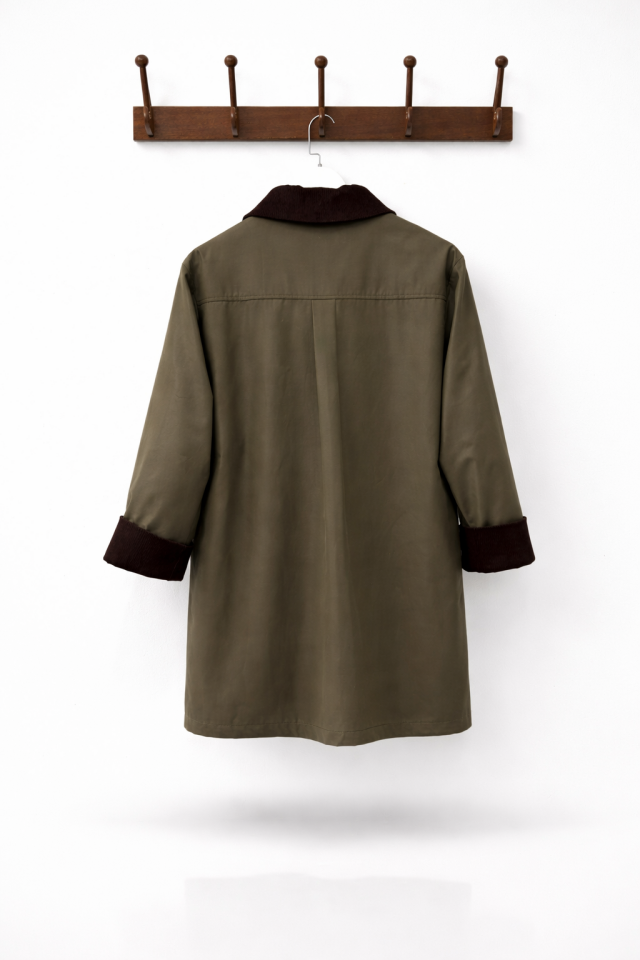 Haki Yeşili Süet Yaka Detaylı Paisley Ceket