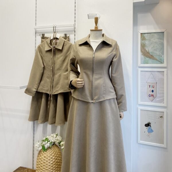 Vizon Fermuar Detaylı Nubuk Takım