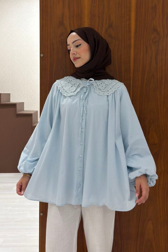 Mavi Bellis Yakalı Tunik