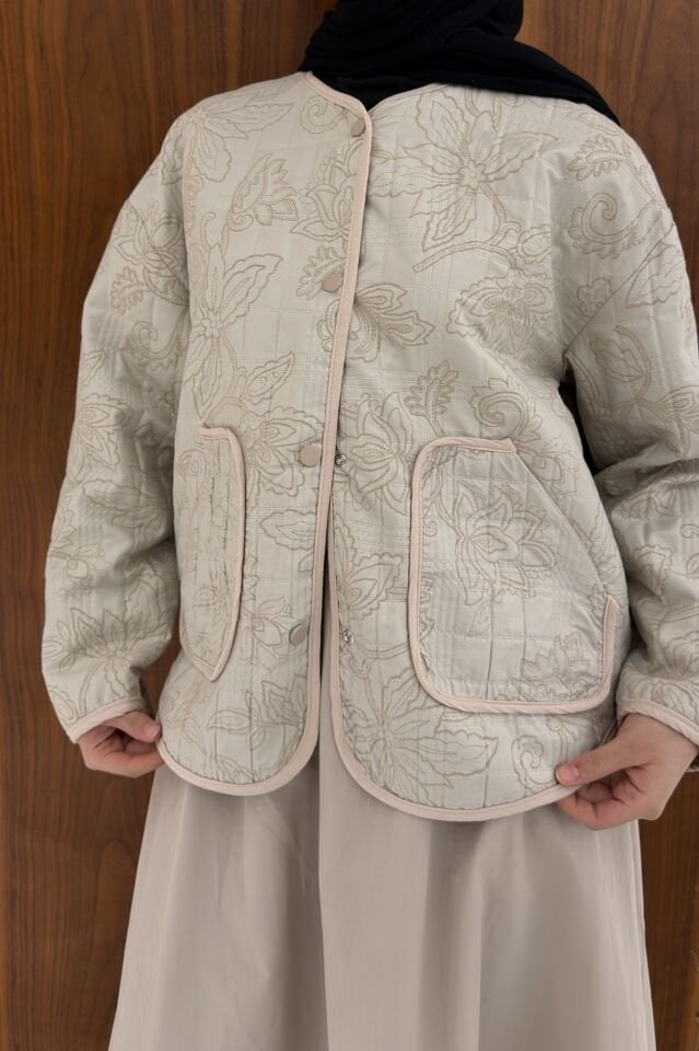 Vizon Nakışlı Kapitone Ceket