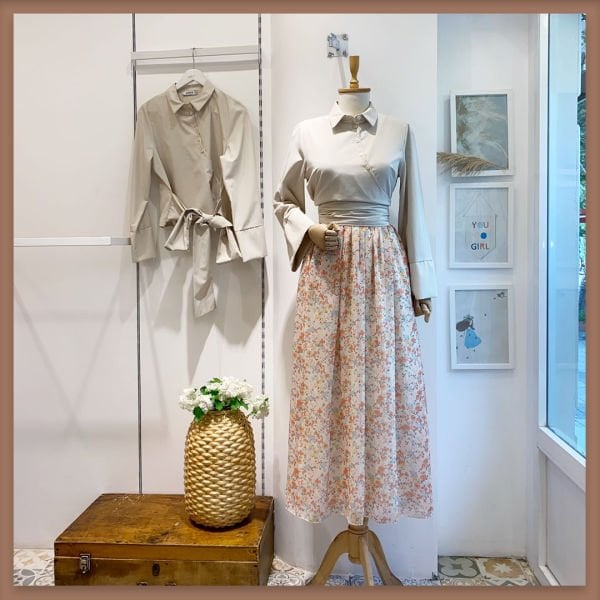 NAR ÇİÇEĞİ ÇITIR ÇİÇEK DESENLİ ŞİFON ETEK